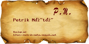 Petrik Máté névjegykártya