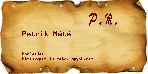 Petrik Máté névjegykártya